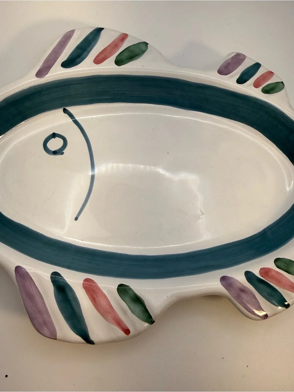 VTG Italian Caleca Fish Dish / Plate Hand Painted Colorful Made In Italy 9.5”